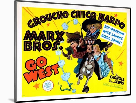 Go West, Chico Marx, Groucho Marx, Harpo Marx [The Marx Brothers], 1940-null-Mounted Art Print