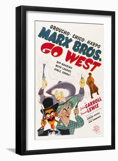 Go West, Groucho Marx, Harpo Marx, Chico Marx, Diana Lewis, 1940-null-Framed Art Print