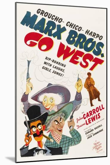 Go West, Groucho Marx, Harpo Marx, Chico Marx, Diana Lewis, 1940-null-Mounted Art Print