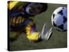 Goalie Attempting to Stop a Soccer Ball-null-Stretched Canvas