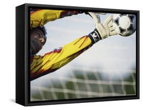 Goalie Attempting to Stop a Soccer Ball-null-Framed Stretched Canvas