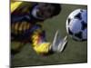 Goalie Attempting to Stop a Soccer Ball-null-Mounted Photographic Print