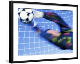 Goalie Attempting to Stop a Soccer Ball-null-Framed Photographic Print