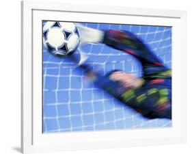 Goalie Attempting to Stop a Soccer Ball-null-Framed Photographic Print