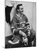 Goalie Jacques Plante in Locker Room, During Game-null-Mounted Premium Photographic Print