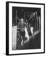 Goalie Jacques Plante Wearing Mask to Protect Face from Injuries, During Game-null-Framed Premium Photographic Print