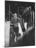 Goalie Jacques Plante Wearing Mask to Protect Face from Injuries, During Game-null-Mounted Premium Photographic Print