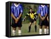 Goalie Preparing to Block Penalty Shot-null-Framed Stretched Canvas