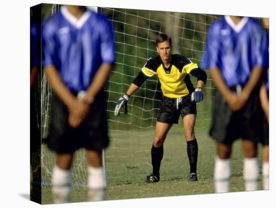 Goalie Preparing to Block Penalty Shot-null-Stretched Canvas