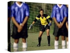 Goalie Preparing to Block Penalty Shot-null-Stretched Canvas
