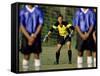 Goalie Preparing to Block Penalty Shot-null-Framed Stretched Canvas