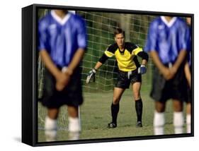 Goalie Preparing to Block Penalty Shot-null-Framed Stretched Canvas