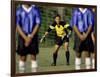 Goalie Preparing to Block Penalty Shot-null-Framed Photographic Print