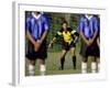 Goalie Preparing to Block Penalty Shot-null-Framed Photographic Print