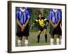 Goalie Preparing to Block Penalty Shot-null-Framed Photographic Print