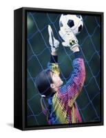 Goalie Stopping the Ball-null-Framed Stretched Canvas