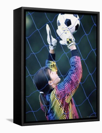 Goalie Stopping the Ball-null-Framed Stretched Canvas
