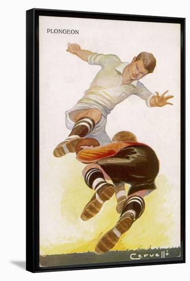 Goalkeeper Makes a Brave Save at the Feet of an Oncoming Striker-null-Framed Stretched Canvas