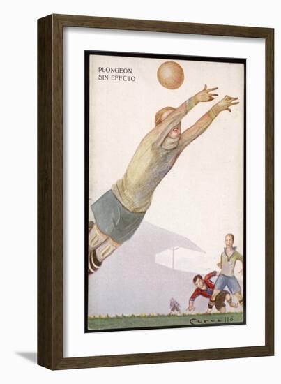 Goalkeeper Makes a Failed Attempt to Save the Ball-null-Framed Art Print