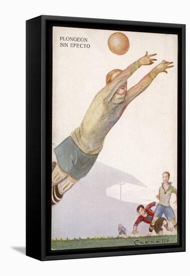 Goalkeeper Makes a Failed Attempt to Save the Ball-null-Framed Stretched Canvas