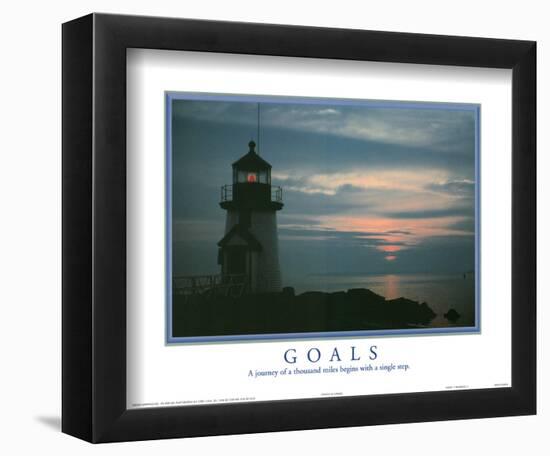 Goals A Journey of a Thousand Miles Begins with a Single Step Lighthouse-null-Framed Mini Poster