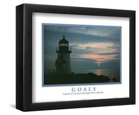 Goals A Journey of a Thousand Miles Begins with a Single Step Lighthouse-null-Framed Mini Poster