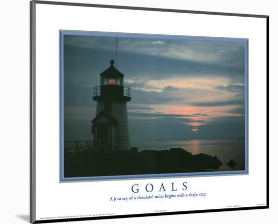 Goals A Journey of a Thousand Miles Begins with a Single Step Lighthouse-null-Mounted Mini Poster