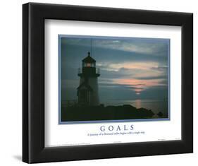 Goals A Journey of a Thousand Miles Begins with a Single Step Lighthouse-null-Framed Art Print