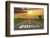 Goals on Highway Road of Empty Asphalt Road at Beautiful Sunset.-tortoon-Framed Photographic Print