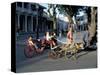 Goat Cart with Children on a Sunday in the Plaza De La Revolucion, Bayamo, Cuba, West Indies-R H Productions-Stretched Canvas