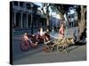 Goat Cart with Children on a Sunday in the Plaza De La Revolucion, Bayamo, Cuba, West Indies-R H Productions-Stretched Canvas