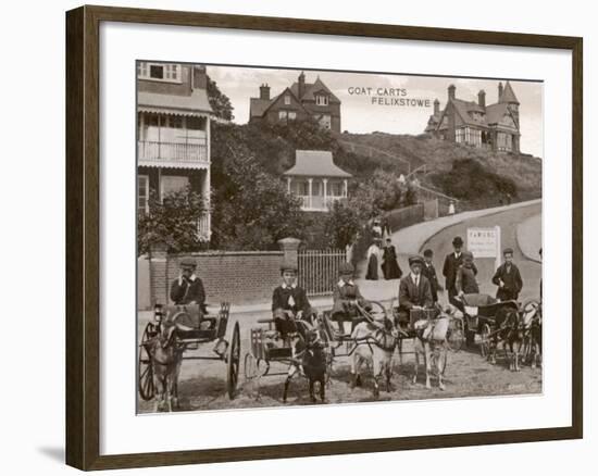 Goat Carts and People at Felixstowe Suffolk-null-Framed Photographic Print