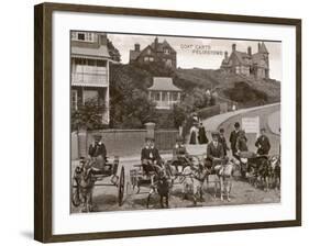 Goat Carts and People at Felixstowe Suffolk-null-Framed Photographic Print