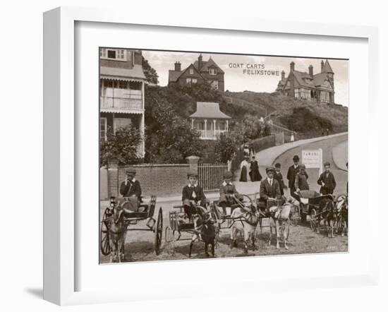 Goat Carts and People at Felixstowe Suffolk-null-Framed Photographic Print