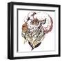 Goat Christmas, New Year Card-worksart-Framed Art Print