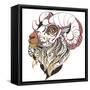 Goat Christmas, New Year Card-worksart-Framed Stretched Canvas