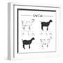 Goat Cut Scheme - B&W-ONiONAstudio-Framed Art Print