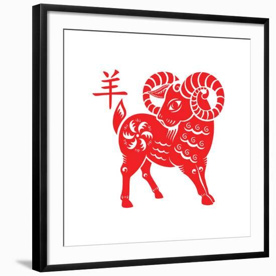 Goat Papercut of 2015 Lunar Year Symbol-sahuad-Framed Photographic Print