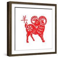 Goat Papercut of 2015 Lunar Year Symbol-sahuad-Framed Photographic Print