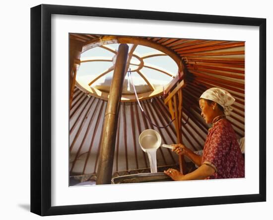 Gobi Desert, Cooking Horses Milk to Produce the Spirit, Arak, in the Gobi Desert, Mongoli-Paul Harris-Framed Photographic Print