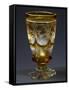 Goblet with Hunting Subject in Coloured Uranium Glass-null-Framed Stretched Canvas