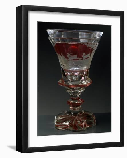Goblet with Hunting Subject in Crystal Glass Cut into Shape of Trumpet, 1830-1840-null-Framed Giclee Print