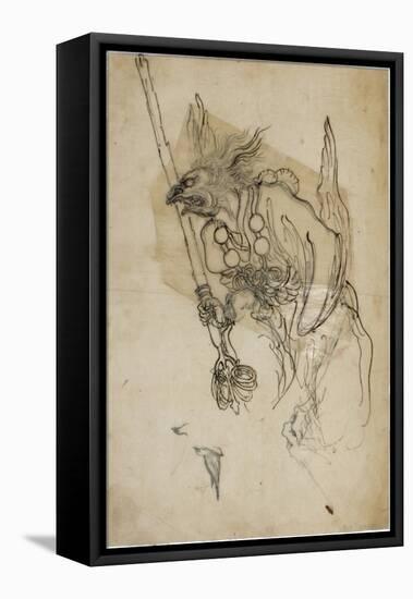 Goblin Sumi Underdrawing on Paper-Yoshitoshi Tsukioka-Framed Stretched Canvas