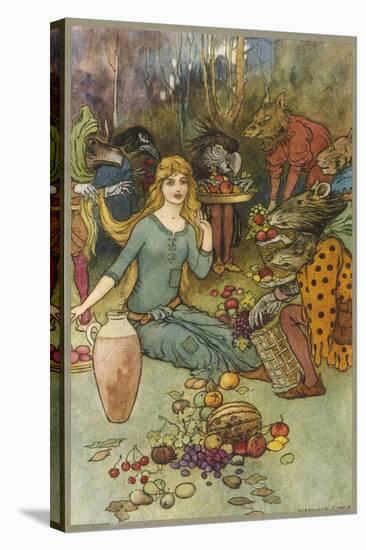 Goblins and Their Magic Fruit-Warwick Goble-Stretched Canvas