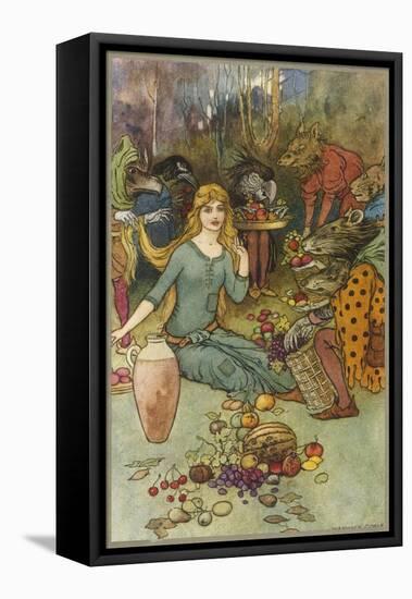 Goblins and Their Magic Fruit-Warwick Goble-Framed Stretched Canvas