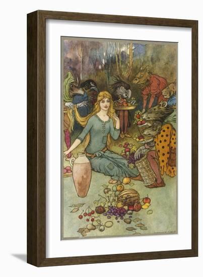 Goblins and Their Magic Fruit-Warwick Goble-Framed Art Print