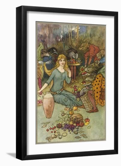 Goblins and Their Magic Fruit-Warwick Goble-Framed Art Print