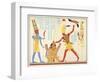 God Amun Offers Sickle Weapon to Pharaoh Ramesses III as he Strikes Two Captured Enemies-Jean Francois Champollion-Framed Giclee Print