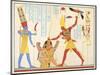 God Amun Offers Sickle Weapon to Pharaoh Ramesses III as he Strikes Two Captured Enemies-Jean Francois Champollion-Mounted Giclee Print