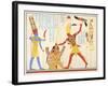 God Amun Offers Sickle Weapon to Pharaoh Ramesses III as he Strikes Two Captured Enemies-Jean Francois Champollion-Framed Giclee Print